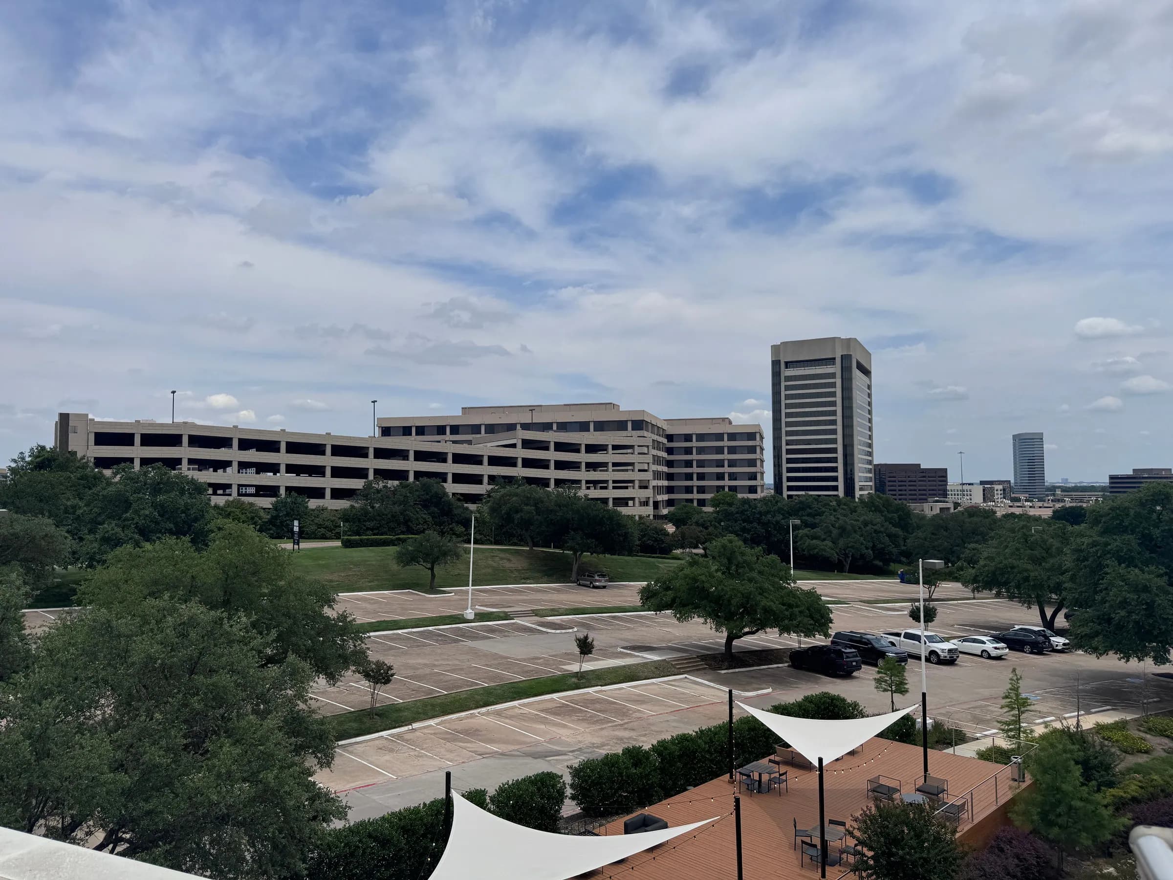 Office campus buildings and a tower in Dallas–Fort Worth